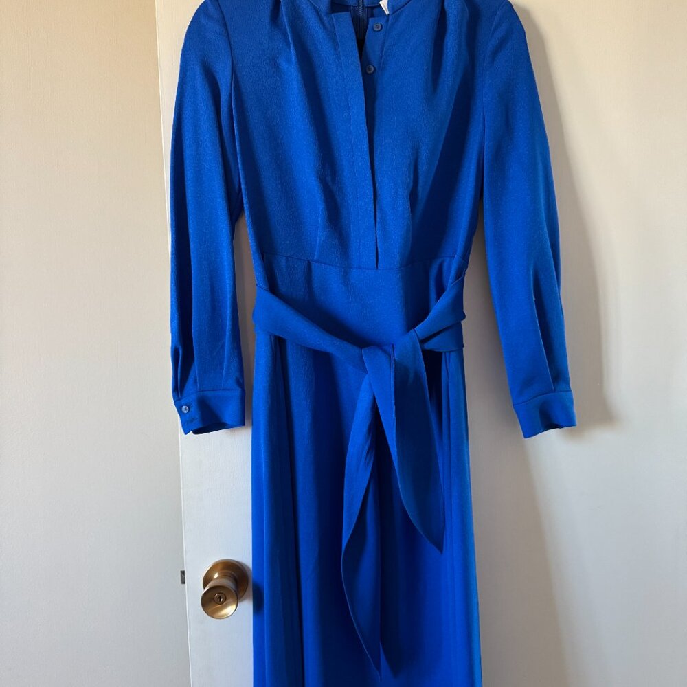 The Fold Remington Dress – Azure Blue Stretch Jacquard – Size US 2 (UK 6) 💙